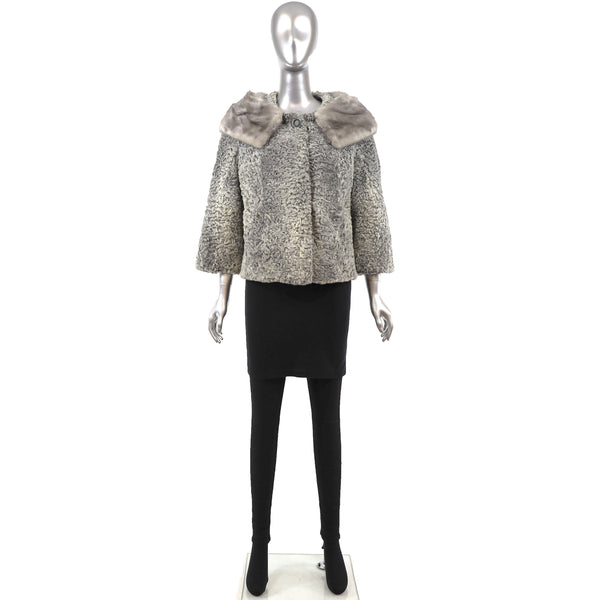 Persian Lamb Jacket with Mink Collar- Size L