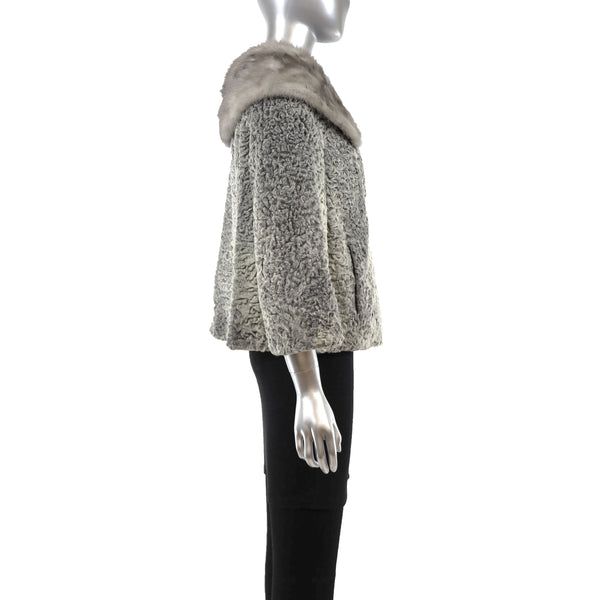 Persian Lamb Jacket with Mink Collar- Size L