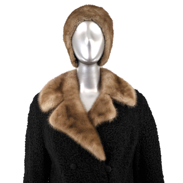 Persian Lamb Jacket with Two Mink Hats- Size L