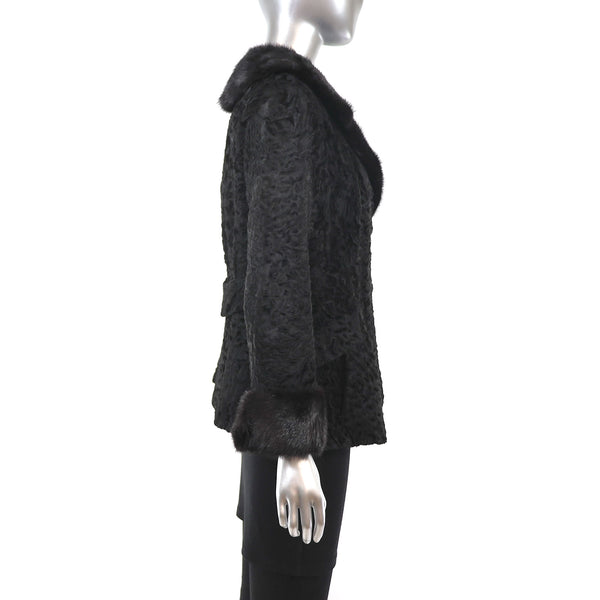 Persian Lamb Jacket with Mink Trim- Size S