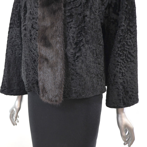 Broadtail Lamb Jacket with Mink Trim- Size XL