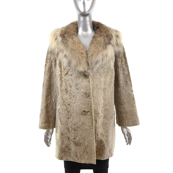Broadtail Lamb Jacket with Lynx Collar- Size M