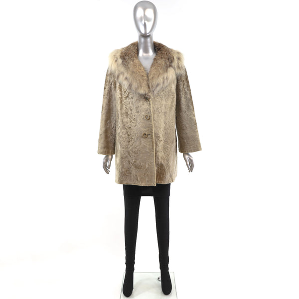 Broadtail Lamb Jacket with Lynx Collar- Size M