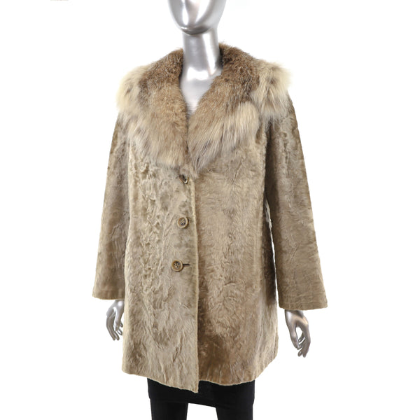 Broadtail Lamb Jacket with Lynx Collar- Size M