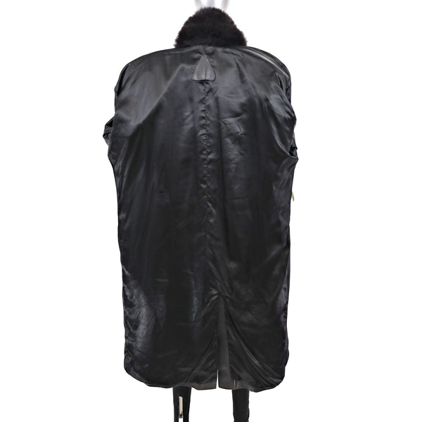 Leather Coat with Fox Collar- Size XXXXL