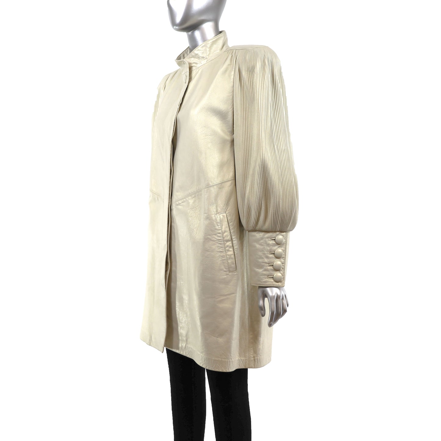 Beige Leather Coat- Size S