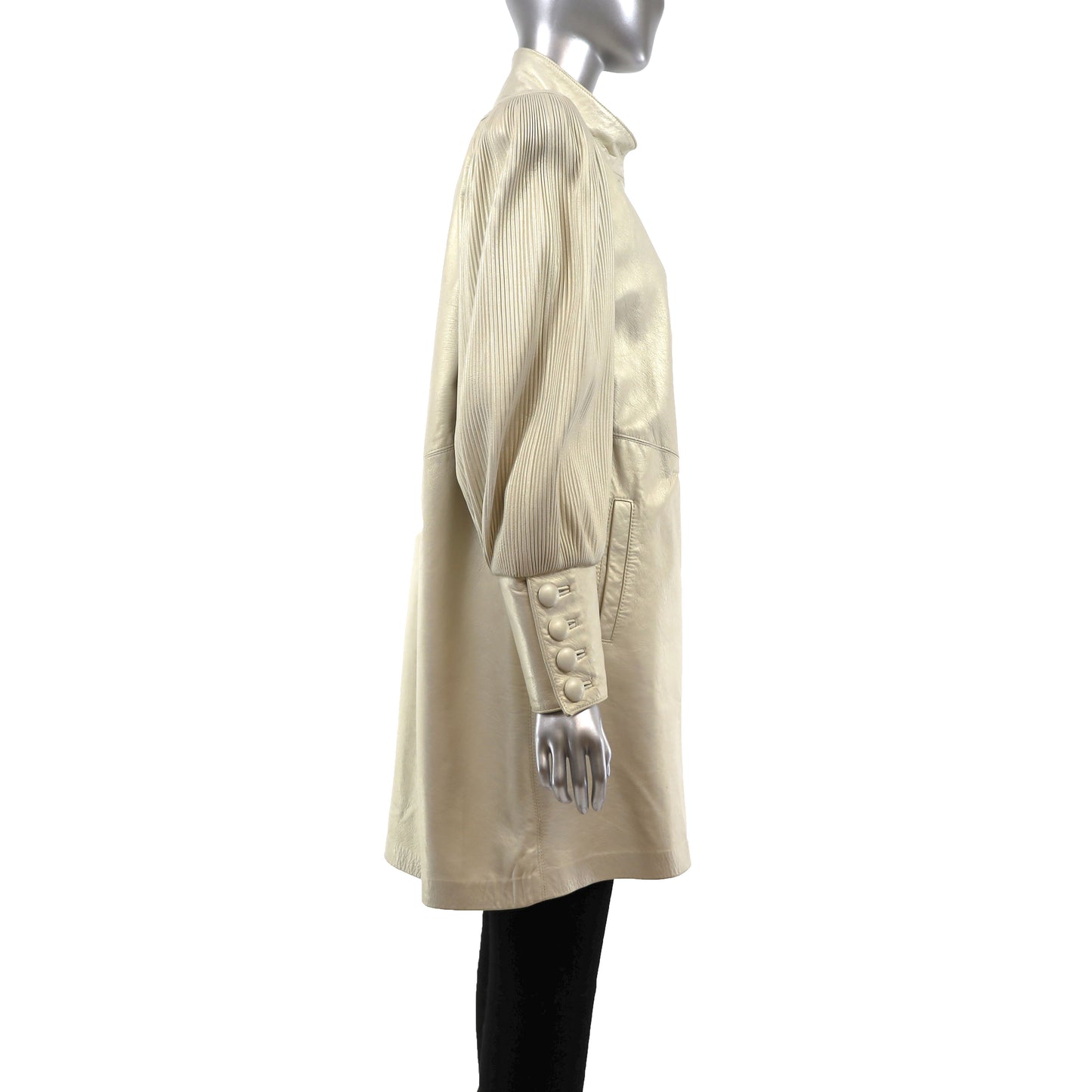 Beige Leather Coat- Size S