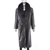 Leather Coat with Fox Collar- Size M
