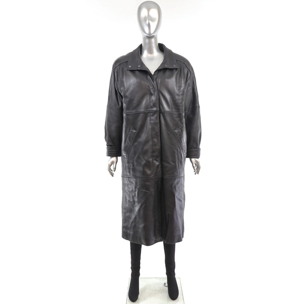 Full Length Leather Coat- Size M