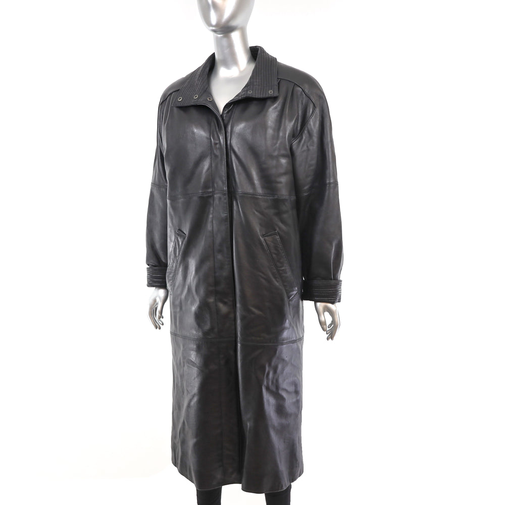 Full Length Leather Coat- Size M