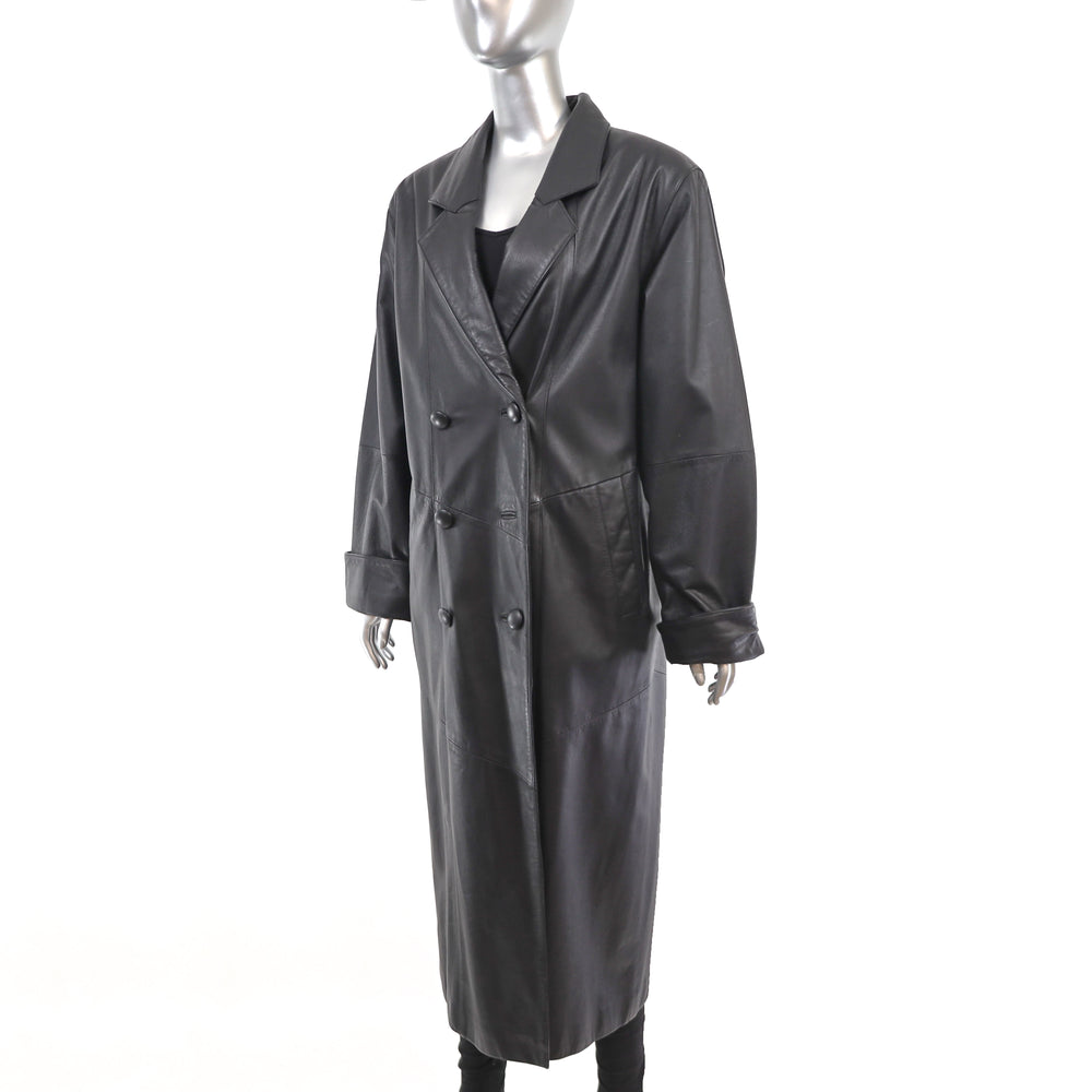 Full Length Leather Coat- Size M