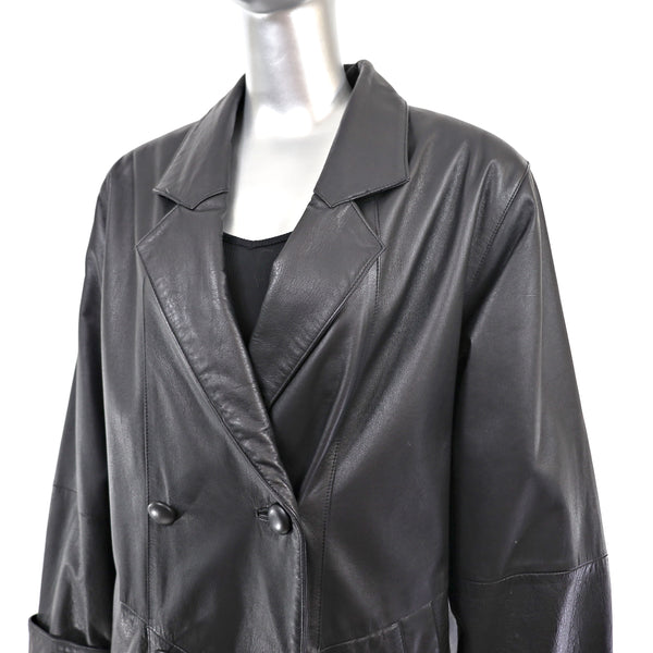Full Length Leather Coat- Size M