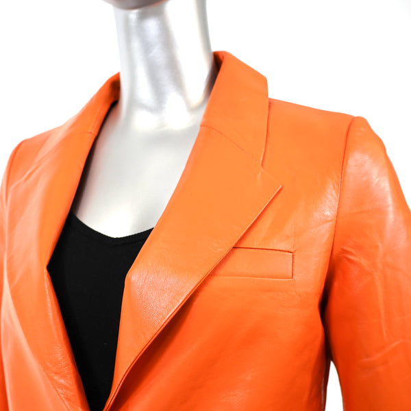 BRAND NEW Orange Leather Jacket- Size XS