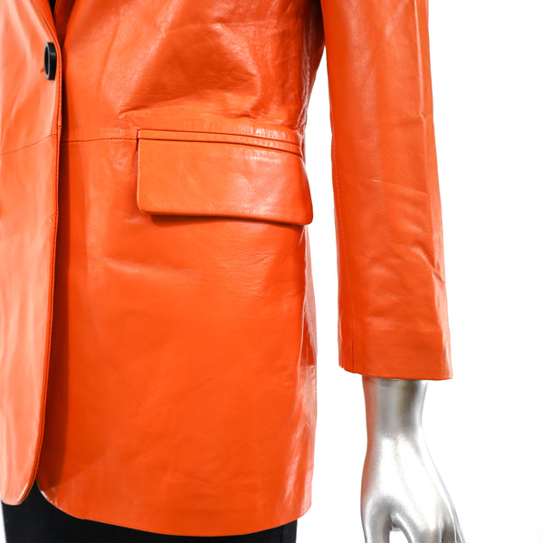 BRAND NEW Orange Leather Jacket- Size XS