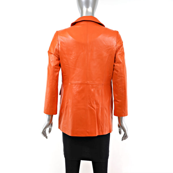 BRAND NEW Orange Leather Jacket- Size XS