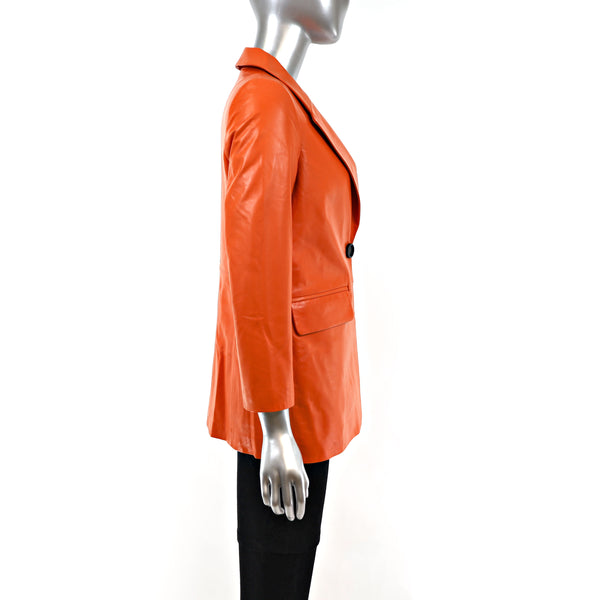 BRAND NEW Orange Leather Jacket- Size XS