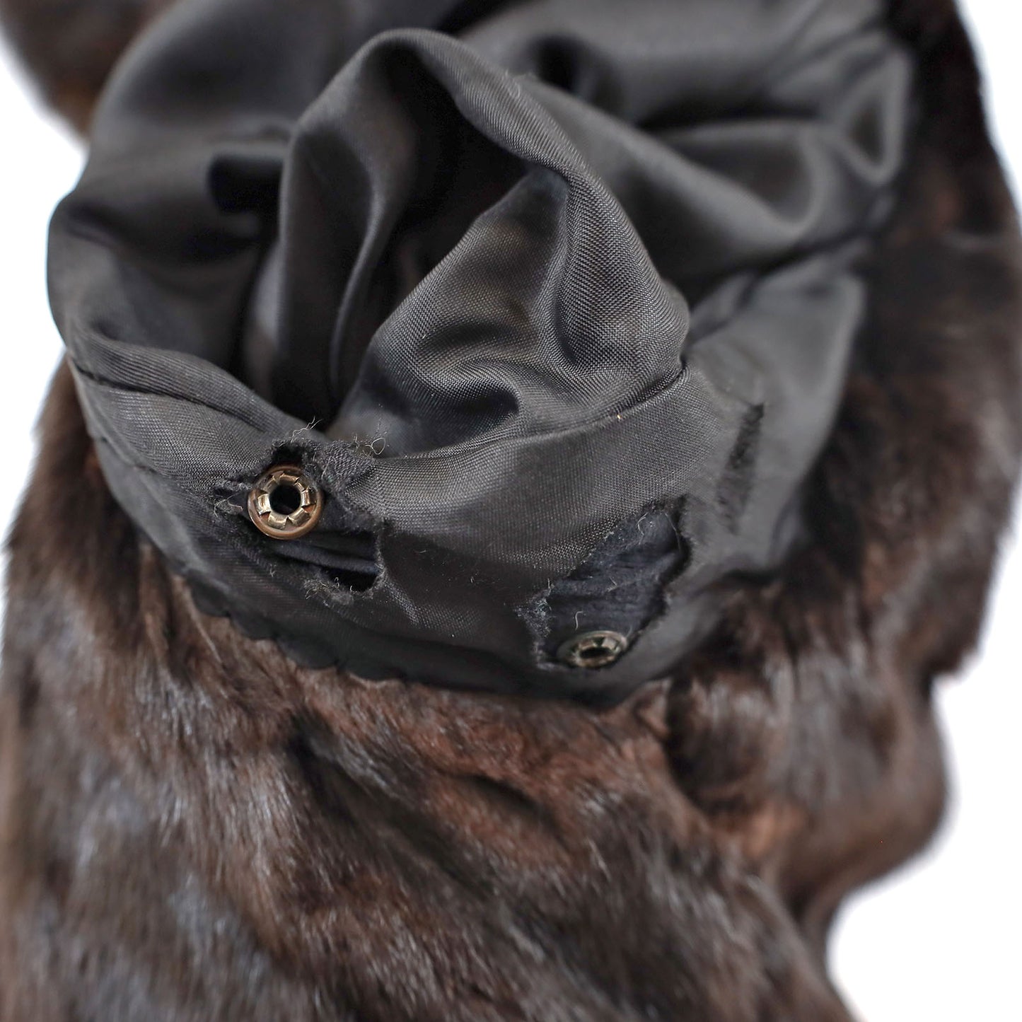 Leather Jacket with Mink Collar- Size S