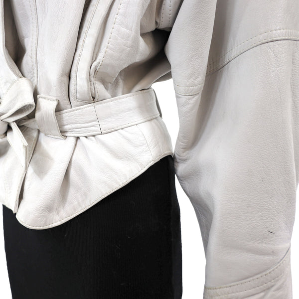 White Leather Jacket- Size M