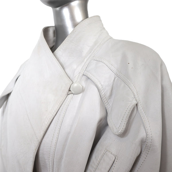 White Leather Jacket- Size M