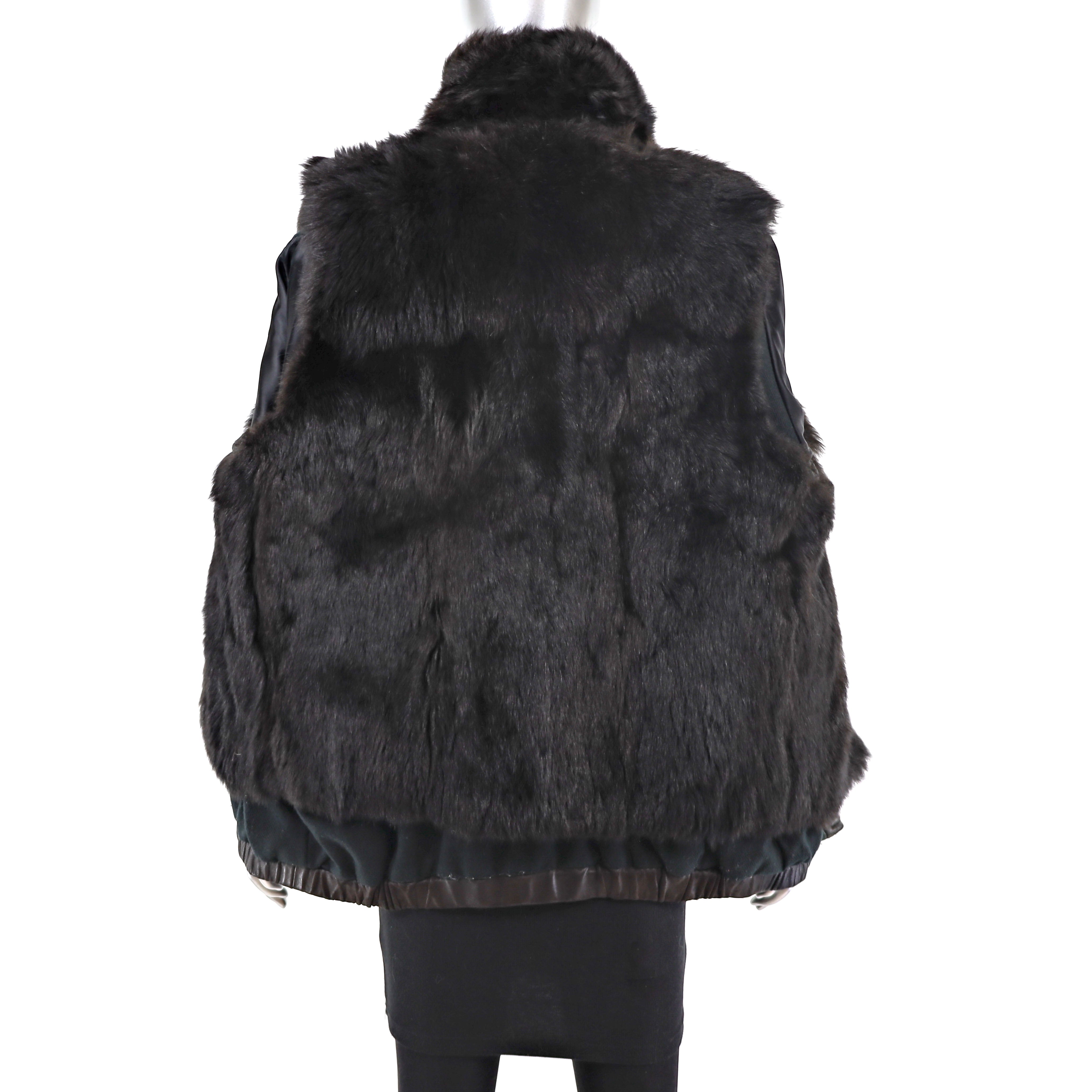 Leather Jacket with Detachable Opossum Lining- Size M
