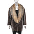 Leather Jacket with Removable Crystal Fox Collar- Size L