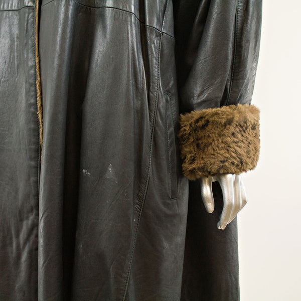 Leather Jacket Reversible to Rabbit - Size XXXL ( Vintage Furs)