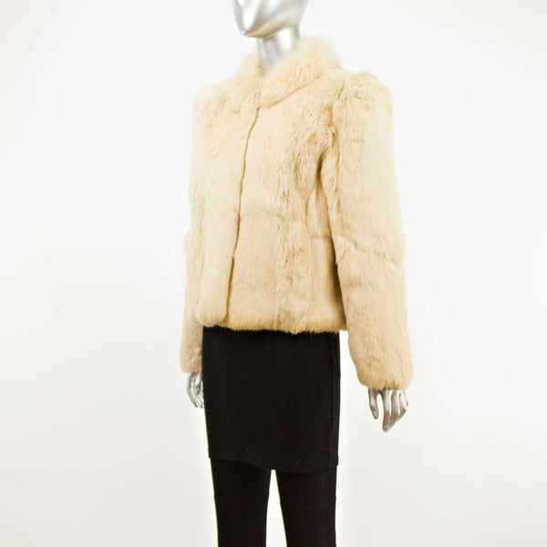 Beige Rabbit Jacket with Fox Collar- Size S