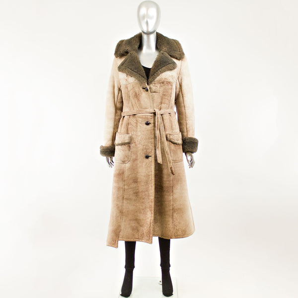 Light Brown Shearling with Hood - Size S (Vintage Furs)