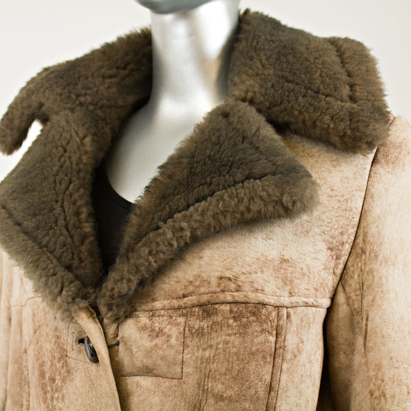 Light Brown Shearling with Hood - Size S (Vintage Furs)