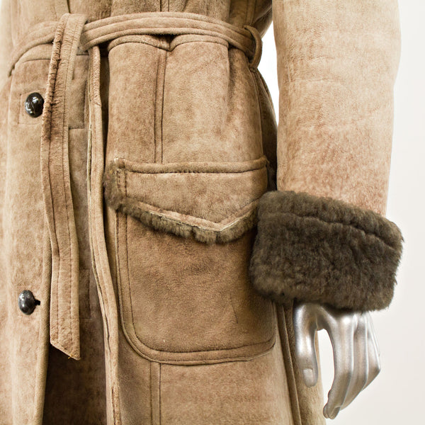 Light Brown Shearling with Hood - Size S (Vintage Furs)