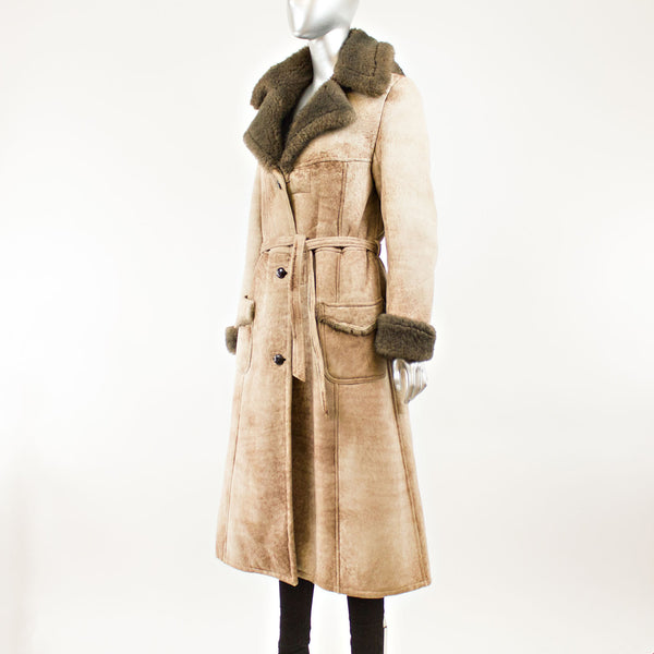 Light Brown Shearling with Hood - Size S (Vintage Furs)