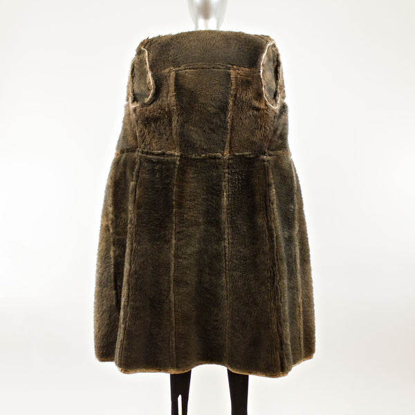 Light Brown Shearling with Hood - Size S (Vintage Furs)