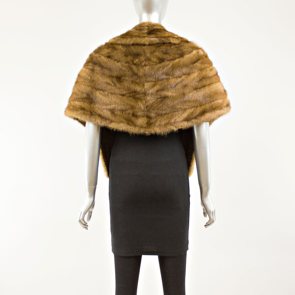 Light Mahogany Sectioned Mink Stole- Free Size