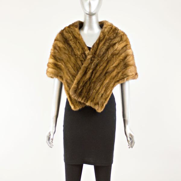 Light Mahogany Sectioned Mink Stole- Free Size