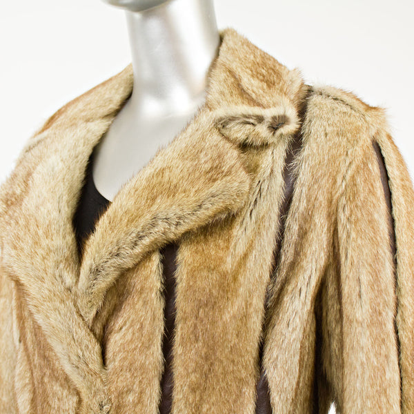 Marmot with Brown Leather Insert Coat with Belt- Size XS (Vintage Furs)