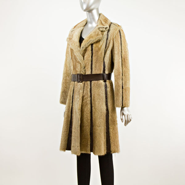 Marmot with Brown Leather Insert Coat with Belt- Size XS (Vintage Furs)