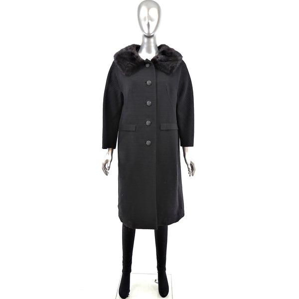 Neiman Marcus Micro Fiber Coat with Mink Trim- Size M