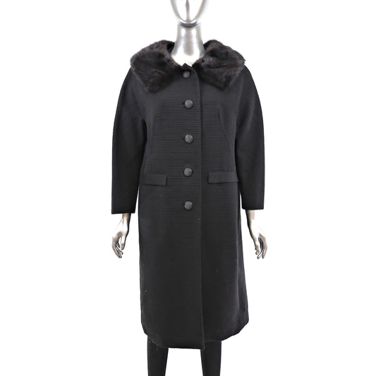 Neiman Marcus Micro Fiber Coat with Mink Trim- Size M