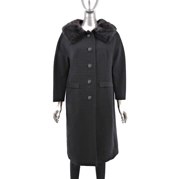 Neiman Marcus Micro Fiber Coat with Mink Trim- Size M