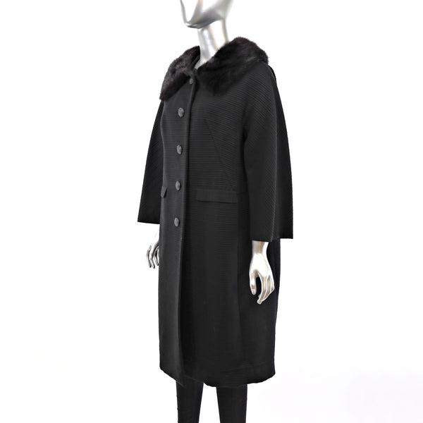 Neiman Marcus Micro Fiber Coat with Mink Trim- Size M