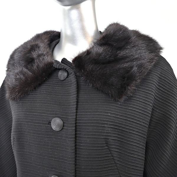 Neiman Marcus Micro Fiber Coat with Mink Trim- Size M