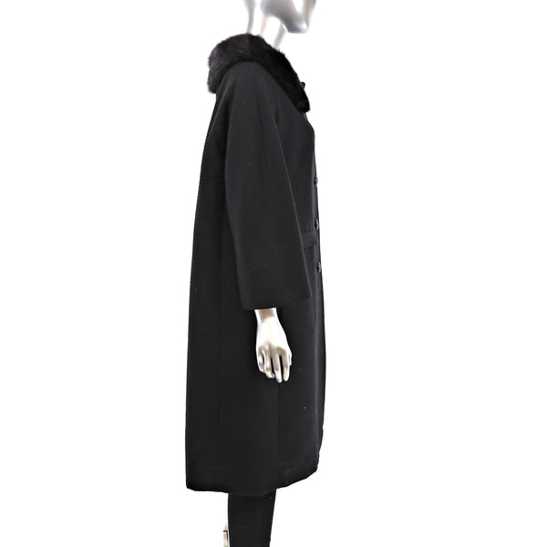 Neiman Marcus Micro Fiber Coat with Mink Trim- Size M