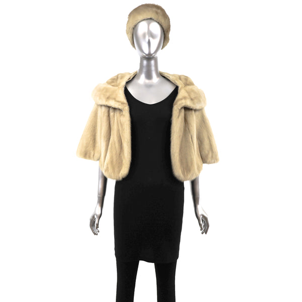 Pearl Mink Cape with Matching Hat- Size Free