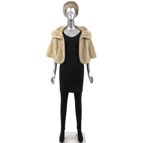 Pearl Mink Cape with Matching Hat- Size Free