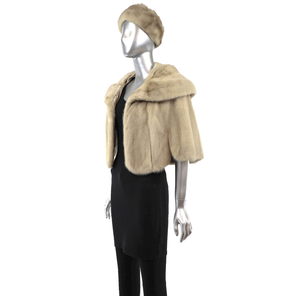 Pearl Mink Cape with Matching Hat- Size Free