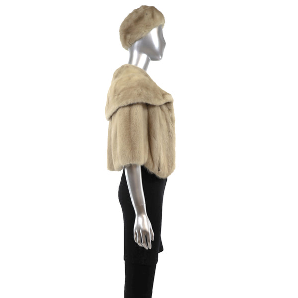 Pearl Mink Cape with Matching Hat- Size Free