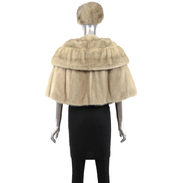 Pearl Mink Cape with Matching Hat- Size Free