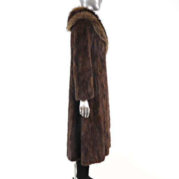 Section Mink Coat with Raccoon Collar- Size XS
