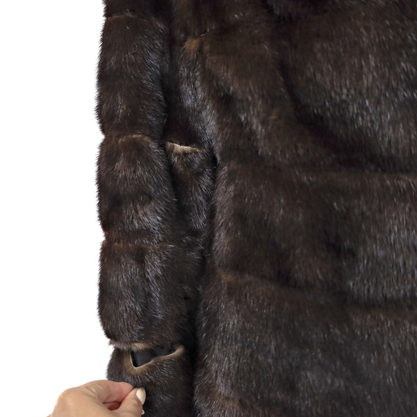 Mahogany Mink Horizontal Coat- Size S