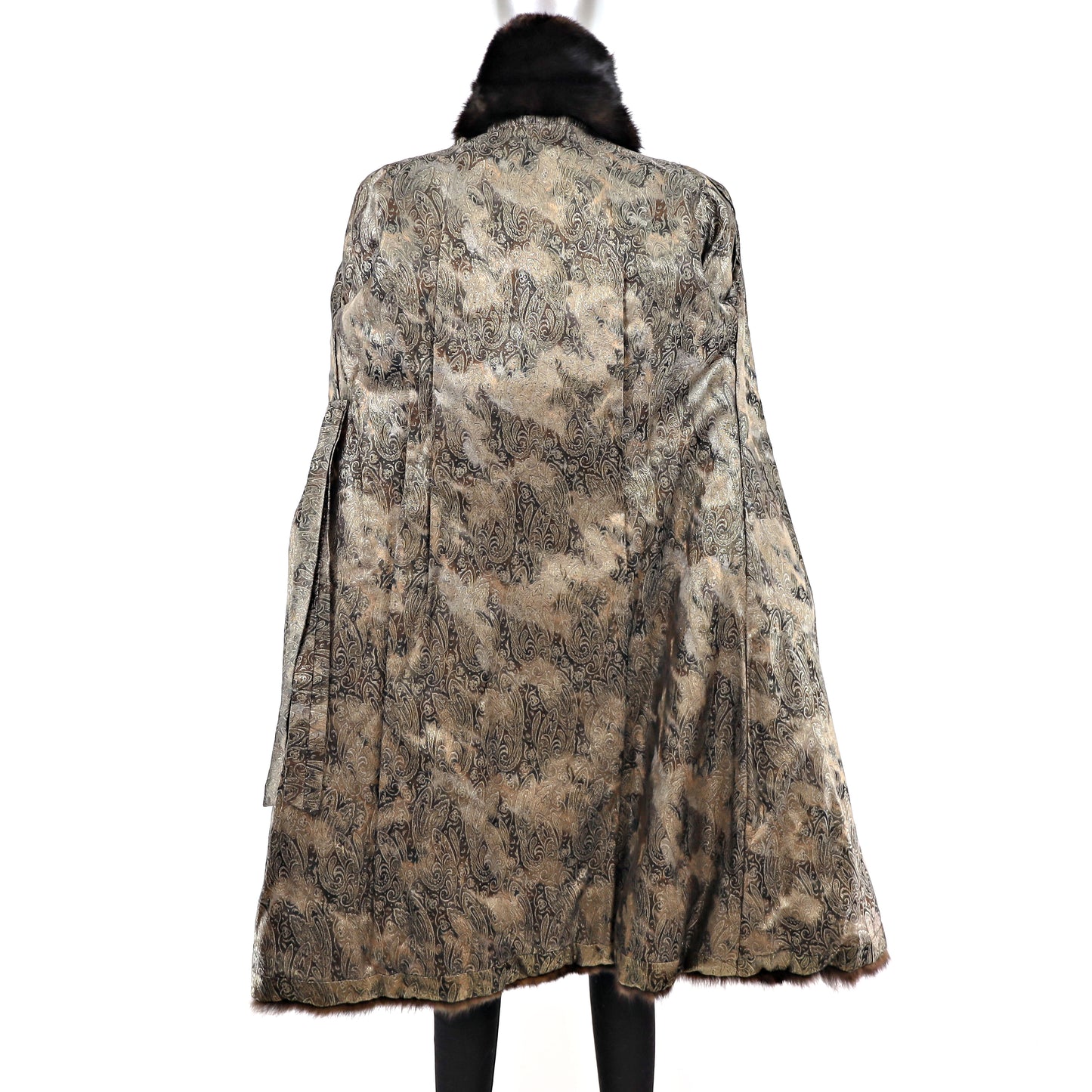 Mahogany Mink Coat with Sable Trim- Size S